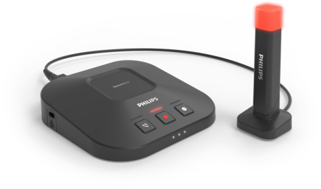 SpeechOne docking station en statuslampje