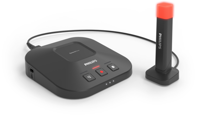 SpeechOne docking station en statuslampje